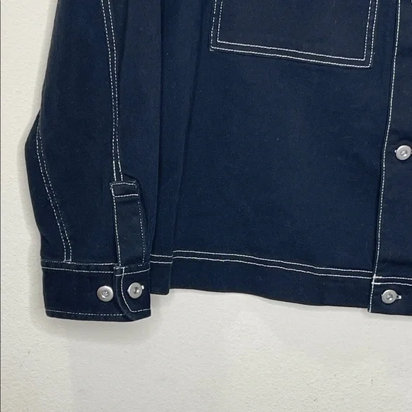 Urban Outfitters Contrast Stitch Button-Down Overshirt White Stitching - Picture 2 of 9